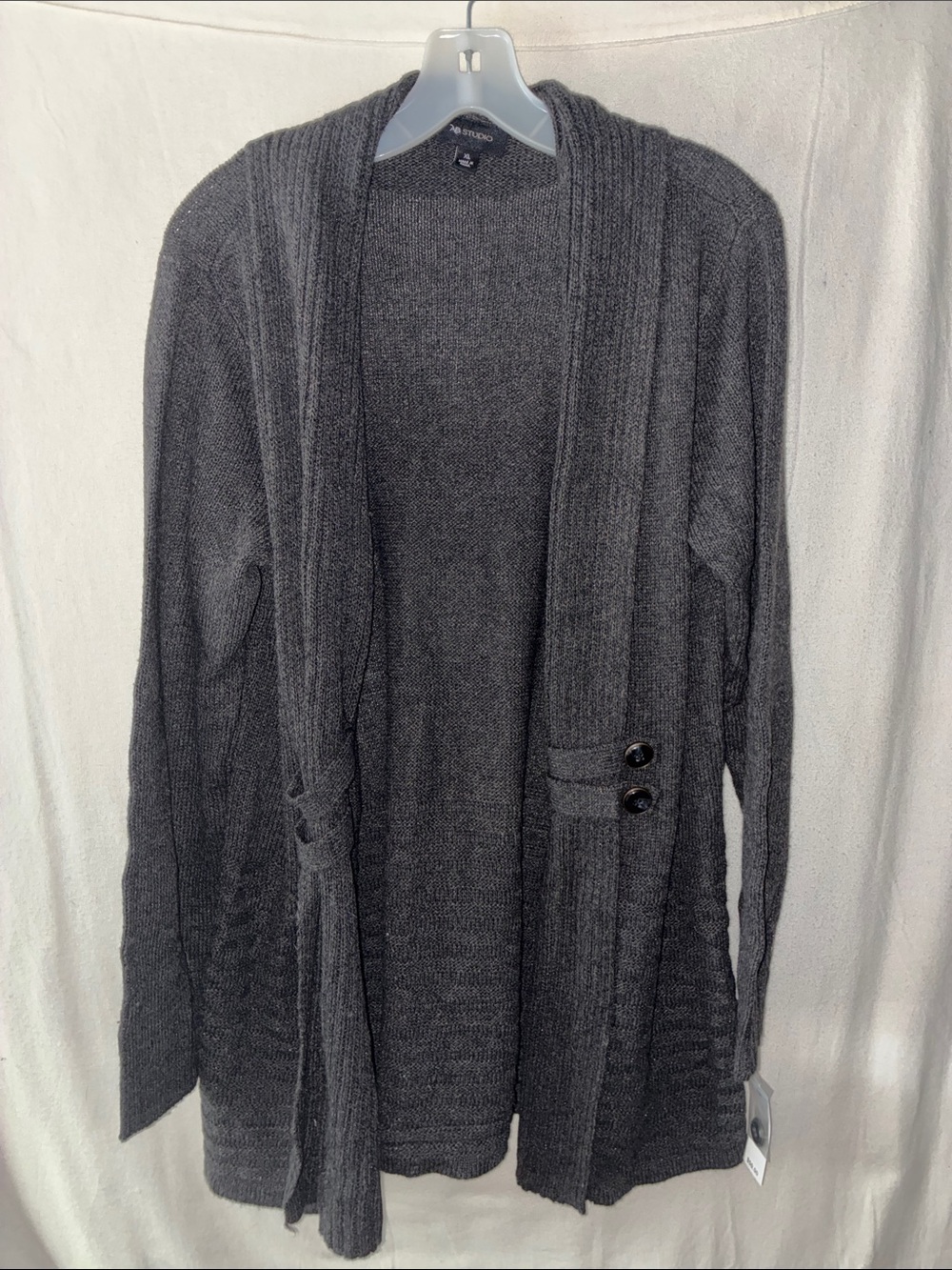 Cozy Dark Gray Open Front Cardigan